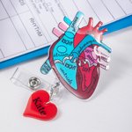 Personalised Glitter Anatomical Heart Retractable Badge Reel with Name and Badge Buddy Appreciation Birthday Gift for Nurse Doctor Medical Staff