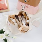 Beauty case in pelle personalizzato con personaggio animato fiore di nascita portatile accessori regalo di compleanno per donne e ragazze