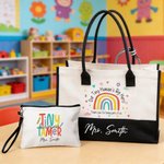 Personalisierte Tiny Human's Tamer Große Kapazität Tote Tasche Tragbare Make-up Tasche mit Namen Tägliche Verwendung Kindertagesstätte Vorschule Lehrer Tag Geschenk für Lehrer