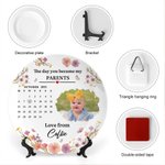 Calendario personalizado con foto de recién nacido Plato decorativo de cerámica con título y soporte Cumpleaños Día de la madre Baby Shower Regalo para la familia
