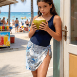 Personalisierter Strandschal im Pareo-Stil | mit Schildkröte-Muster und Namen | Bikini-Cover-Up | für Strand Schwimmbad | Geburtstag Geschenk für Frau