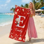 Gepersonaliseerd Pareleffect Geboortebloem Sneldrogend Strandlaken met Initiaal en Naam Strandfeest Verjaardagscadeau voor Familie