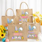 Personalisierte Jute Tragetasche mit Hasenohren und Namen Große Kapazität für Ostereier-Jagd Geschenk für Kinder