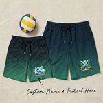 Personalized Multicolor Summer Style Initial Quick Dry Swim Trunks Beach Shorts with Mesh Brief and Name Beach Party Birthday Holiday Gift for Men