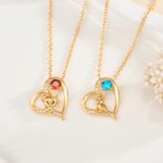 Personalisierte Hochlandkuh Geburtsstein Herz Halskette Minimalistischer Schmuck Geburtstag Muttertag Jahrestag Geschenk für Frau Mama