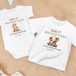 Personalised Cute Cartoon Animal Our 1st Mother's Day 100% Cotton Babysuit Kid's T-shirt with Name Baby Shower Birthday Gift for Baby Kid
