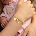 Personalised 1-6 Heart-Shaped Pendants Two-Layer Bracelet with Engraved Name Exquisite Jewellery Birthday Mother's Day Gift for Mother Grandmother