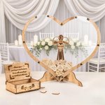Panneau Bénédictions en Bois Personnalisé avec Noms du Couple et Date Décoration de Mariage avec Étiquettes en Cœur Cadeau pour Nouveaux Mariés
