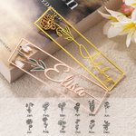 Personalized Hand-made Watercolour Birth Flower Bookmark with Name Birthday Gift for Books Lover Reader