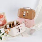 Beauty case in pelle personalizzato con personaggio animato fiore di nascita portatile accessori regalo di compleanno per donne e ragazze