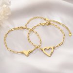 Personalised Heart Mom and Daughter Bracelets with Names Dainty Jewellery Set of 2 Mother's Day Birthday Gift for Mom Daughter