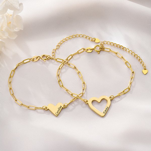 Braccialetti personalizzati con cuore e nome per mamma e figlia Set di 2 gioielli di pregio per la festa della mamma, regalo di compleanno per mamma e figlia