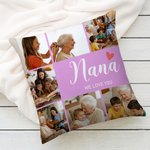 Personalized 7 Photos Red Heart Soft Throw Pillow Cover with Nickname and Text Home Decor Mother's Day Gift for Mom Grandma