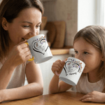 Personalised Heart Birth Flower Pet Pattern 11 oz 15 oz Ceramic Coffee Mug with 2-6 Names and Coaster Mother's Day Birthday Gift for Mom Grandma