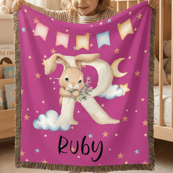 Personalisierte Cartoon Animal Initial Multicolor Tassel weiche Decke mit Namen täglichen Gebrauch Home Decor Geburtstag Geschenk für Kinder Jungen Mädchen