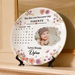 Calendario personalizado con foto de recién nacido Plato decorativo de cerámica con título y soporte Cumpleaños Día de la madre Baby Shower Regalo para la familia