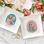 Spersonalizowany minimalistyczny ceramiczny pojemnik na biżuterię z tekstem na Dzień Matki, Urodziny i Rocznicę dla mamy, panny młodej i przyjaciółki