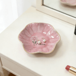 Gepersonaliseerde Imitatie Kristal stijl Geboorte Bloem Keramiek geschulpte rand Trinket sieraden schotel met naam Moederdag Verjaardagscadeau voor haar