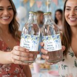 Personalized Flower Bow Wedding Theme Water Bottle Label Sticker Set of 20 Something Blue Engagement Bridal Shower Party Gift for Couple