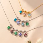 Personalized Cute Boy Girl Outline 1-6 Heart Birthstones Necklace Dainty Jewelry Gratitude Birthday Anniversary Gift for Women Kids
