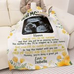Personalized Multicolor Ultrasound Photo Soft Fleece Blanket with Name Pregnancy Room Decor Baby Shower Gift for Mom Grandmom
