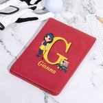 Personalisierte Cartoon Charakter Golf Cart PU Leder Golf Scorecard Halter mit Namen und Bleistift Schleife Golf Zubehör Geburtstag Geschenk für Golfliebhaber