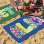 Telo mare personalizzato con nome colorato, asciugatura rapida in formato oversize - Regalo di compleanno per donne
