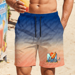 Personalised Multicolor Summer Style Initial Quick Dry Swim Trunks Beach Shorts with Mesh Brief and Name Beach Party Birthday Holiday Gift for Men