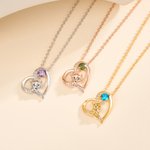 Personalisierte Hochlandkuh Geburtsstein Herz Halskette Minimalistischer Schmuck Geburtstag Muttertag Jahrestag Geschenk für Frau Mama