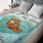 Henkilökohtainen Heart Pond Mother Baby Otters Soft Throw Blanket kanssa nimi ja teksti Home Decor Äitienpäivä Syntymäpäivälahja äidille isoäitiille