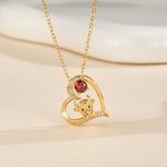Personalisierte Hochlandkuh Geburtsstein Herz Halskette Minimalistischer Schmuck Geburtstag Muttertag Jahrestag Geschenk für Frau Mama