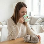 Personalised Pet Photo Watecolor Stripe 11/15 oz Ceramic Mug with Names and Coaster Birthday Mother's Day Gift for Pet Lover Owner
