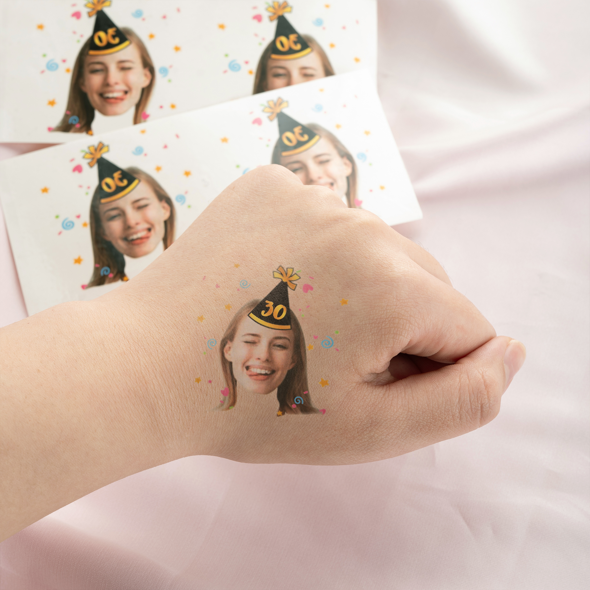 Personalisierte wasserdichte temporäre Tattoo-Aufkleber | Mit Gesichtsfoto & Namen - Callie