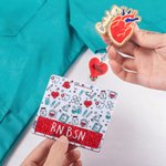 Personalised Glitter Anatomical Heart Retractable Badge Reel with Name and Badge Buddy Appreciation Birthday Gift for Nurse Doctor Medical Staff