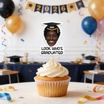 Personalisierte Graduierung Kappe Gesicht Foto Cupcake Topper mit Text Graduierung Party Geschenk für Absolventen