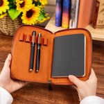 Personalized Cartoon Travel Character PU Leather Notebook Set with Pen Holder Trip Planner Daily Use Birthday Gift for Travel Lovers
