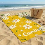 Personlig flerfarget Daisy Quick Dry Soft Oversized Beach Towel med navn Travel Essentials Beach Party Bursdagsgave til henne