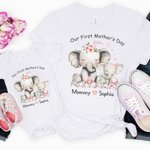 Boby bébé ou T-shirt adulte personnalisé avec noms et année - Cadeau naissance fête des Mères pour bébé nouveau-né nouvelle maman