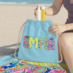 Telo mare personalizzato con nome colorato, asciugatura rapida in formato oversize - Regalo di compleanno per donne