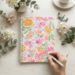 Personalisierte bunte Schachbrettblumen A5 Notizbuch mit Namen täglichen Gebrauch Tagebuch Geburtstag Geschenk für Frauen Freunde