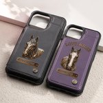 Personalized Horse Photo Portrait Phone Case with Name and Card Holder for iPhone Samsung Daily Use Birthday Gift for Horse Owners Riders