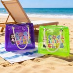 Personalizado Cool Sisters Club Cartoon Character Neon Transparent Tote Bag with Name Travel Essentials Birthday Beach Party Gift for Women Girls