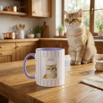 Personalised Watercolor Stripe Checkered Pet Photo 11 oz 15 oz Ceramic Mug with Name Birthday Pet Party Gift for Pet Owners Lovers