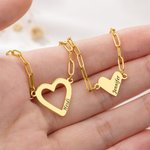 Personalised Heart Mom and Daughter Bracelets with Names Dainty Jewellery Set of 2 Mother's Day Birthday Gift for Mom Daughter