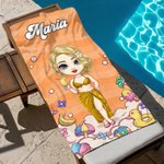 Personlig strandhandduk med namn och karaktär stor snabbtorkande badhandduk med dragskopåse sommarpresent födelsedagspresent