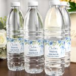 Personalized Flower Bow Wedding Theme Water Bottle Label Sticker Set of 20 Something Blue Engagement Bridal Shower Party Gift for Couple