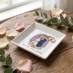 Spersonalizowany minimalistyczny ceramiczny pojemnik na biżuterię z tekstem na Dzień Matki, Urodziny i Rocznicę dla mamy, panny młodej i przyjaciółki