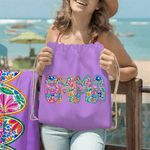 Toalla de playa personalizada con letras florales de gran tamaño y secado rápido con nombre Actividades al aire libre Fiesta en la playa Regalo de cumpleaños para mujeres Familia