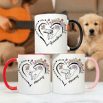 Personalised Heart Birth Flower Pet Pattern 11 oz 15 oz Ceramic Coffee Mug with 2-6 Names and Coaster Mother's Day Birthday Gift for Mom Grandma