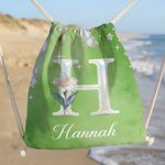Gepersonaliseerd Pareleffect Geboortebloem Sneldrogend Strandlaken met Initiaal en Naam Strandfeest Verjaardagscadeau voor Familie